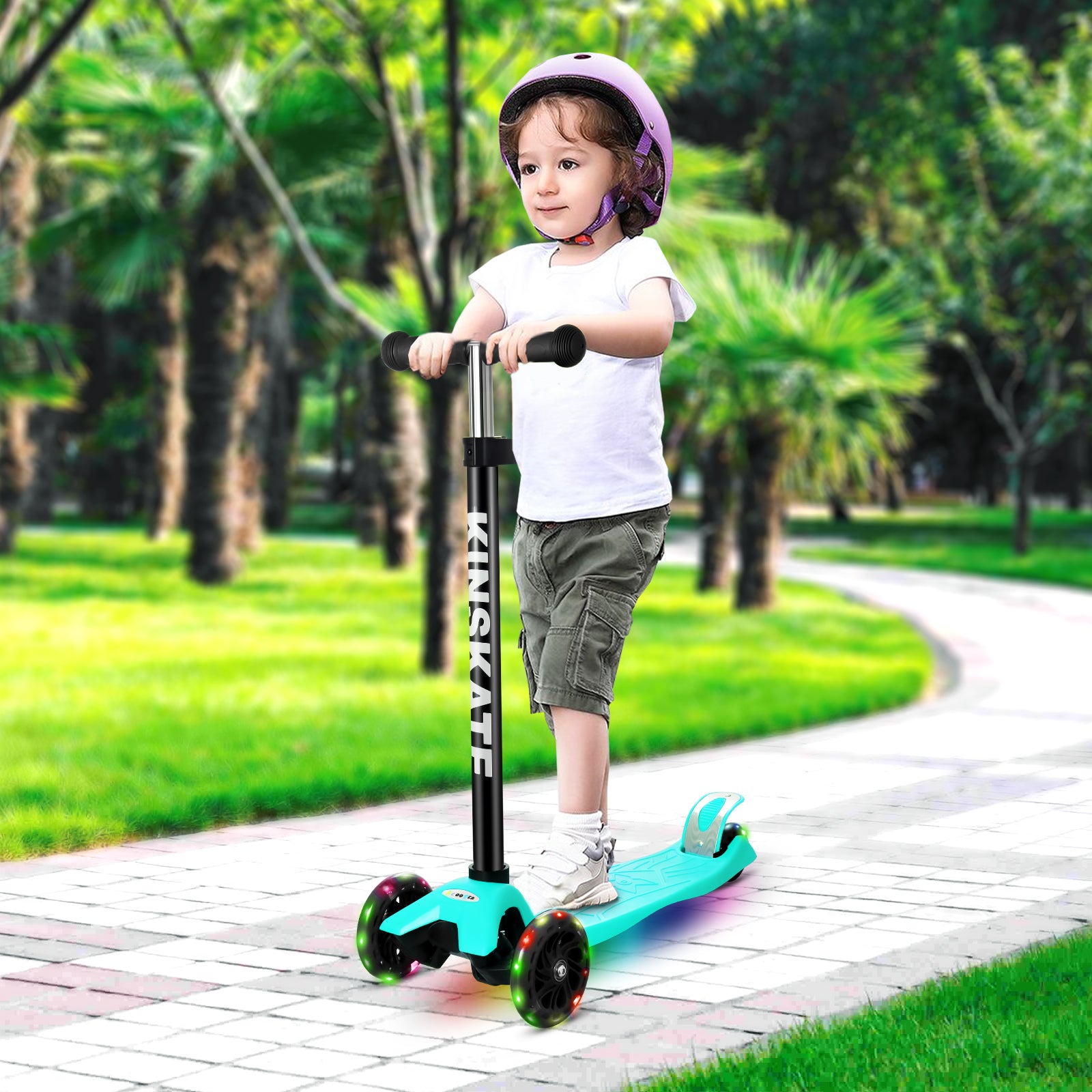 Patinete para niños, patinete con luces LED, manillar ajustable, incluye  luces en el eje y las ruedas, a partir de 6 años HOVERSTAR HS-LSC39BK